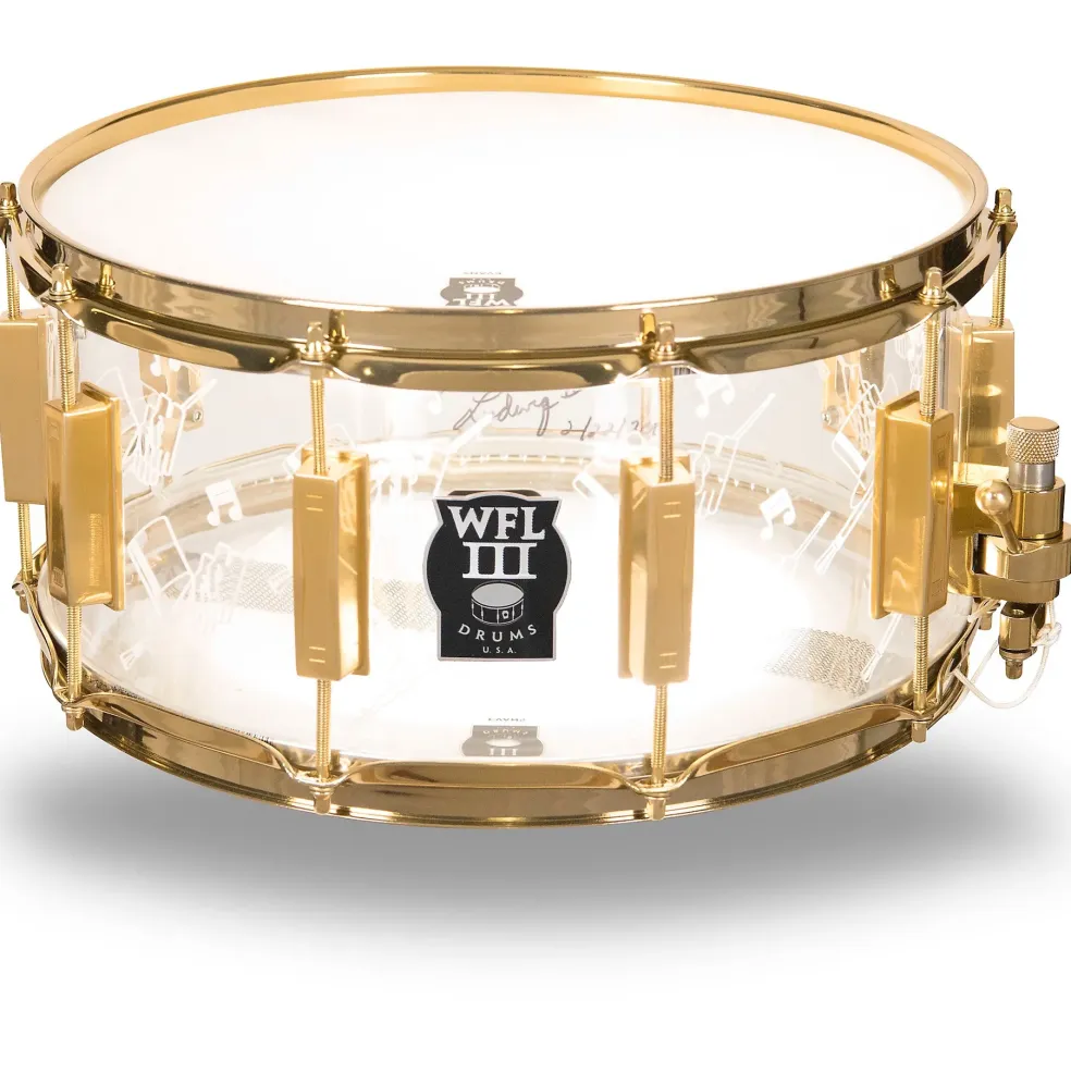 WFLIII Drums Top Hat and Cane Collector's Acrylic Snare Drum With Gold Hardware 14 x 6.5 in.