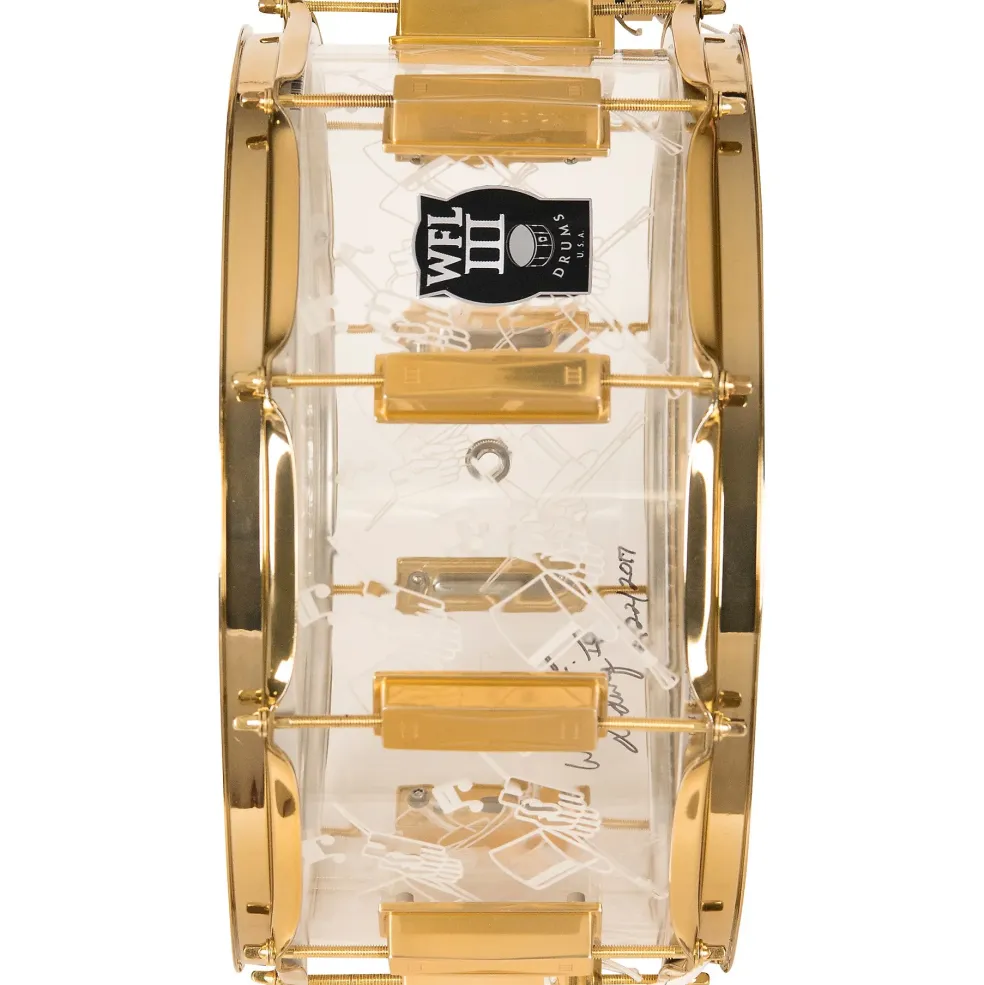 WFLIII Drums Top Hat and Cane Collector's Acrylic Snare Drum With Gold Hardware 14 x 6.5 in.