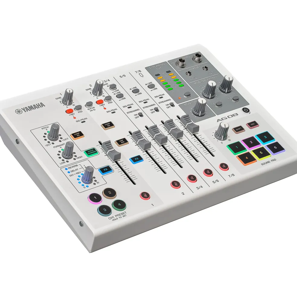 Yamaha AG08 8-Channel Mixer/USB Interface for Mac/PC White