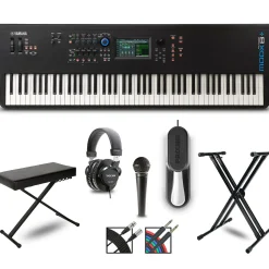 Yamaha MODX8+ Synthesizer With Stand, Pedal, Bench, Microphone and Cables