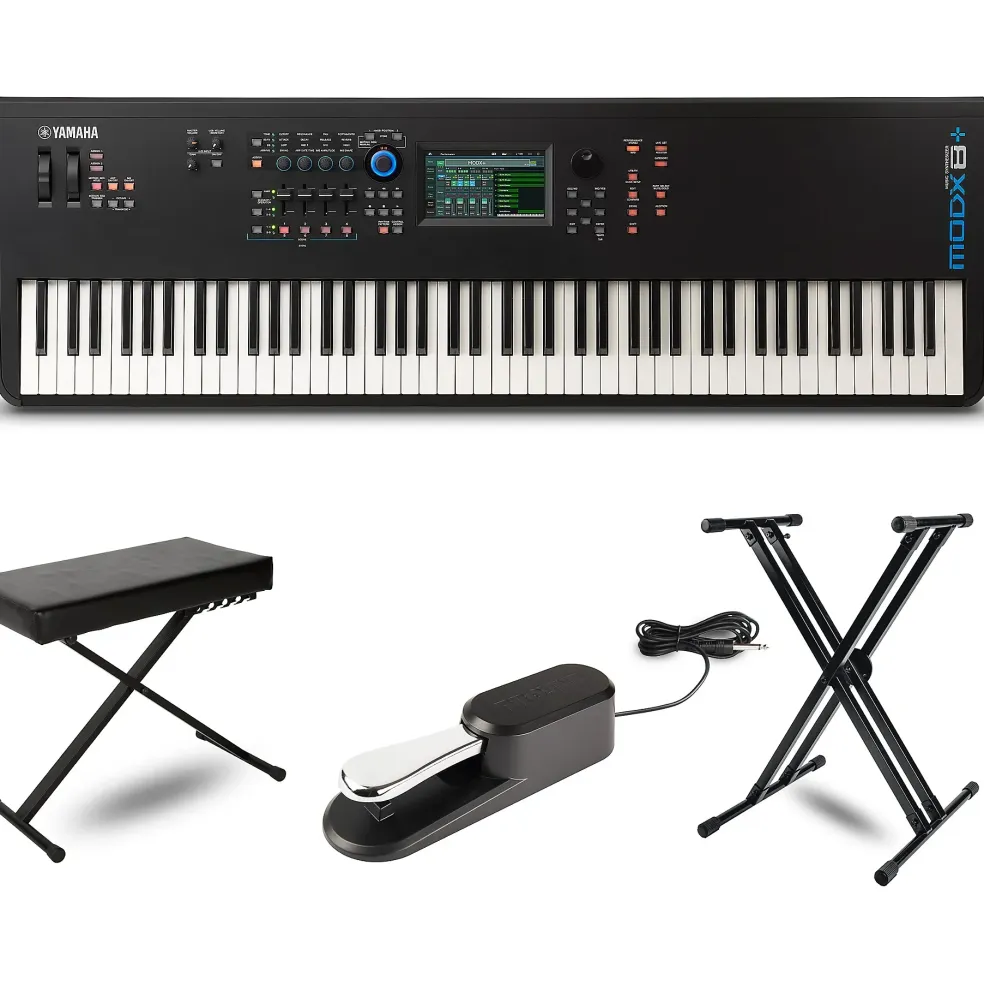 Yamaha MODX8+ Synthesizer With Stand, Bench and Sustain Pedal