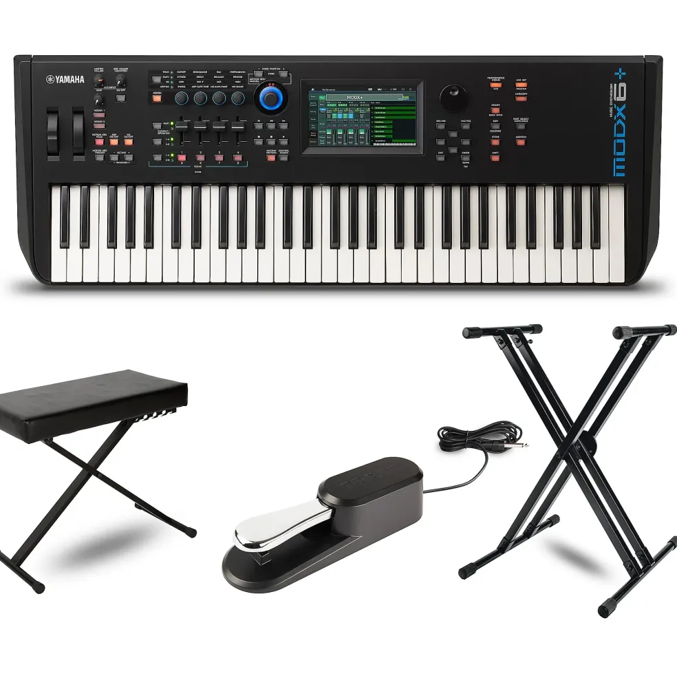 Yamaha MODX6+ Synthesizer With Stand, Bench and Sustain Pedal