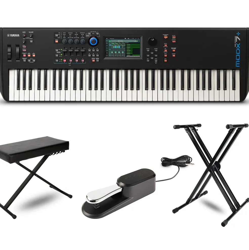 Yamaha MODX7+ Synthesizer With Stand, Bench and Sustain Pedal