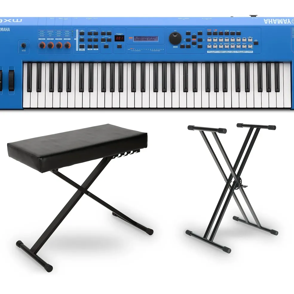 Yamaha MX61 61-Key Music Production Synthesizer Essentials Bundle Blue