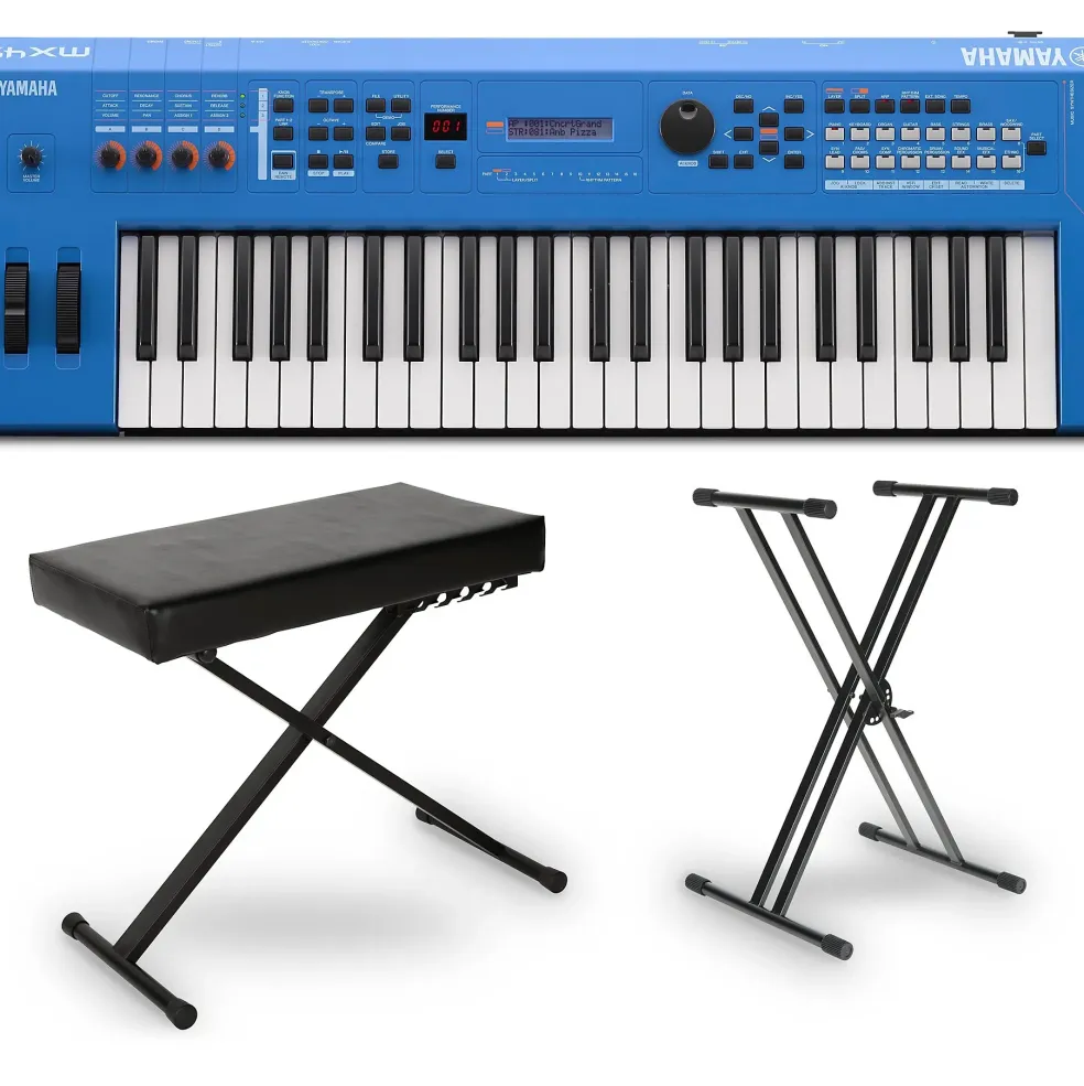 Yamaha MX49 49-Key Music Production Synthesizer Essentials Bundle Blue